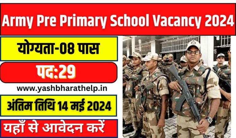 Army Pre Primary School Vacancy 2024: आर्मी प्री प्राइमरी स्कूल का 8वीं पास भर्ती का नोटिफिकेशन जारी